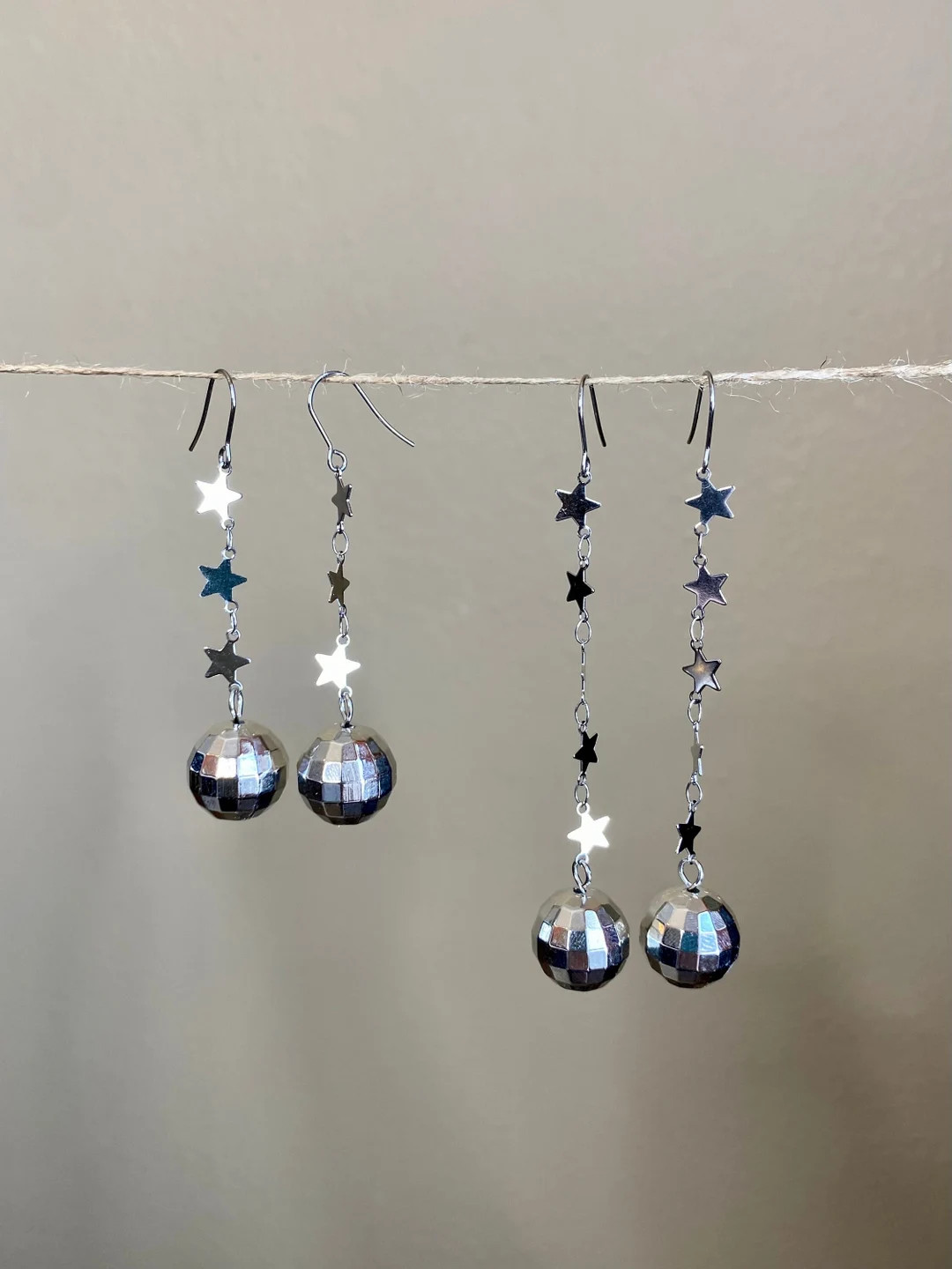 FREE SHIPPING, Mirrorball Star Earrings, Disco Ball Earrings, Mirror Ball Earrings, Discoball Ear... | Etsy (US)
