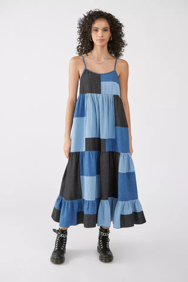 Kimchi Blue Rigby Patchwork Midi Dress | Urban Outfitters (US and RoW)