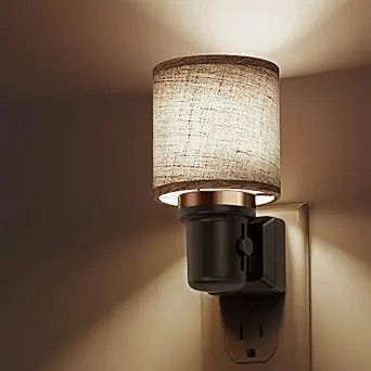 L LOHAS LED Night Lights Plug into Wall,Linen Fabric Cylinder Decor Night Light, Dusk to Dawn Sen... | Amazon (US)