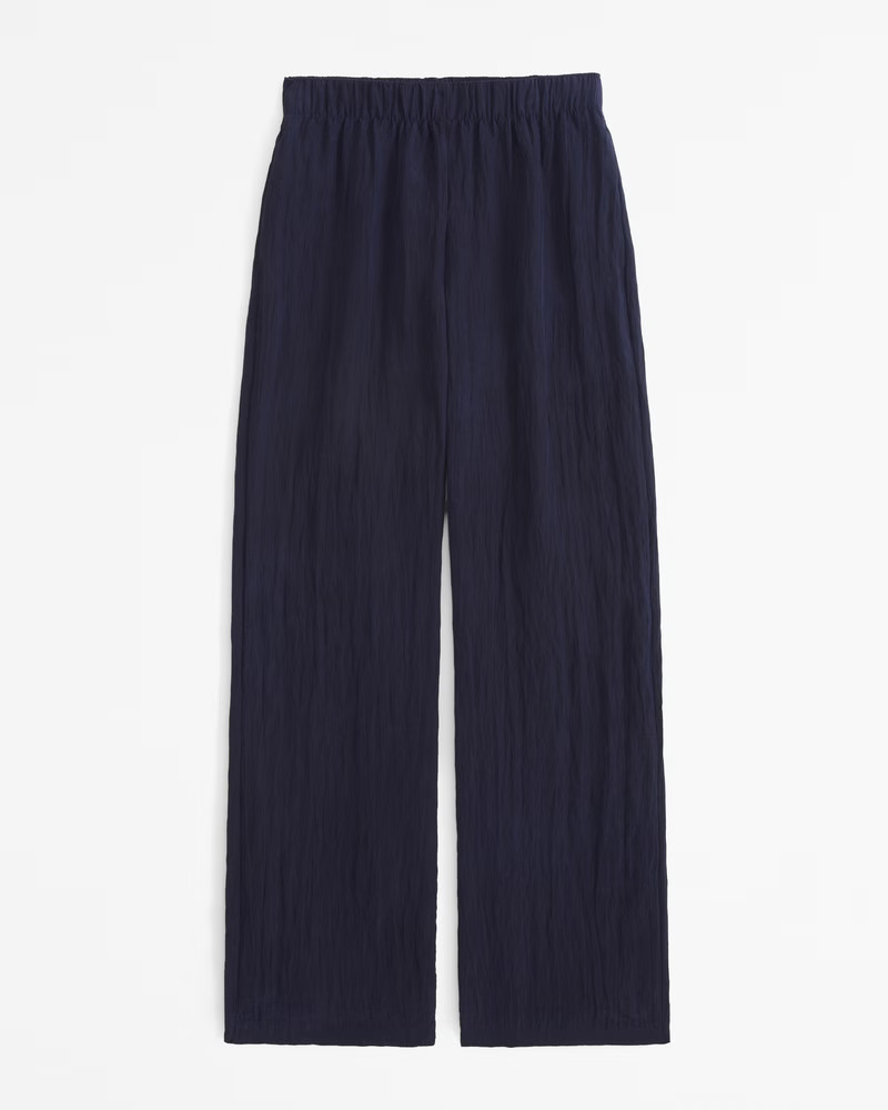 Abercrombie & Fitch Women's Crinkle Textured Pull-On Pant in Dark Indigo - Size XS SHORT | Abercrombie & Fitch (US)