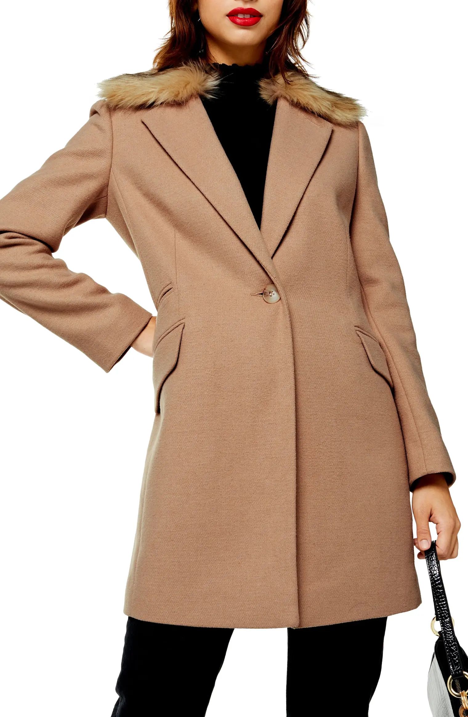 Monica Faux Fur Collar Coat | Nordstrom