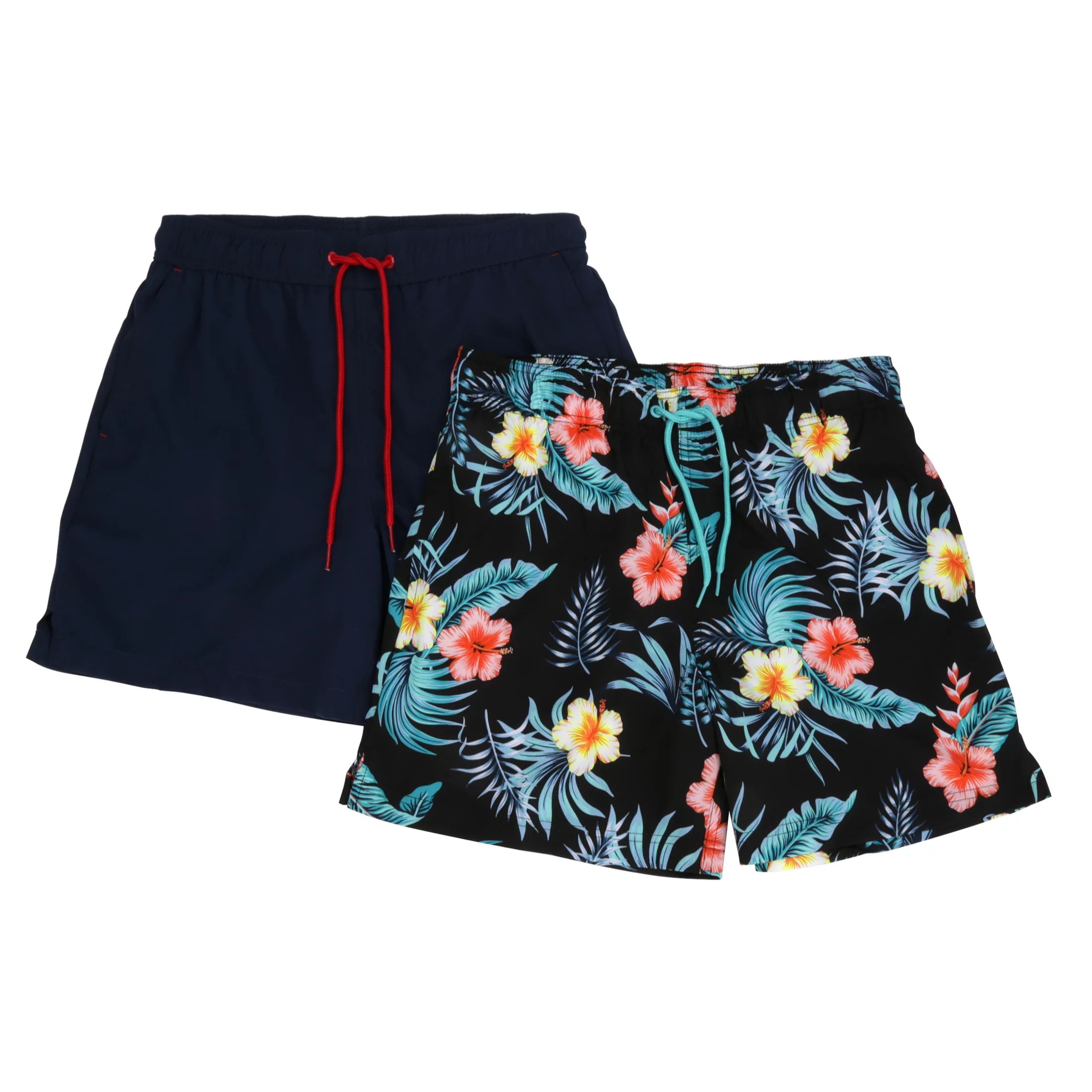 George Men's and Big Men's 6" Floral Novelty & Basic Swim Trunk 2-Pack, up to Size 5XL | Walmart (US)