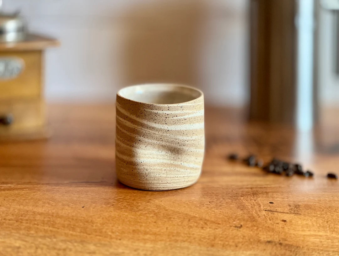 MADE TO Orderceramic Marbled White + Beige Thumb Cup Coffee Mug | Warm Neutral Modern Rustic Hand... | Etsy (US)