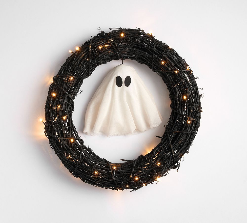 Handcrafted Ghost Light Up Wreath | Pottery Barn (US)