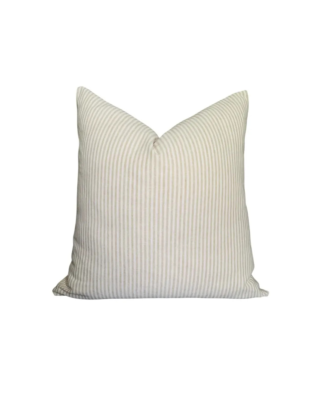 Beige Stripe Linen Pillow Cover, Modern Farmhouse Throw Pillow - Etsy | Etsy (US)