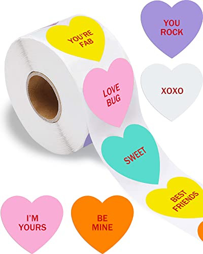 500 PCS Heart Stickers for Kids, Valentines Day Stickers Love Decorations Accessories Crafts Removable Labels for Conversation Hearts Valentines Candy Cards Envelope Seals - 1.5 x 1.5 inches | Amazon (US)