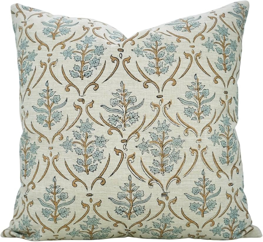 Handmade Block Print Decorative 18X18 Inches Throw Pillowcase Cushion Cover with Hidden Zipper fo... | Amazon (US)