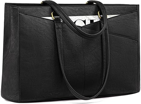 LOVEVOOK Vintage Leather Work Tote - 17.3 Inch Laptop Bag for Women, Waterproof Business Bag, Ret... | Amazon (US)