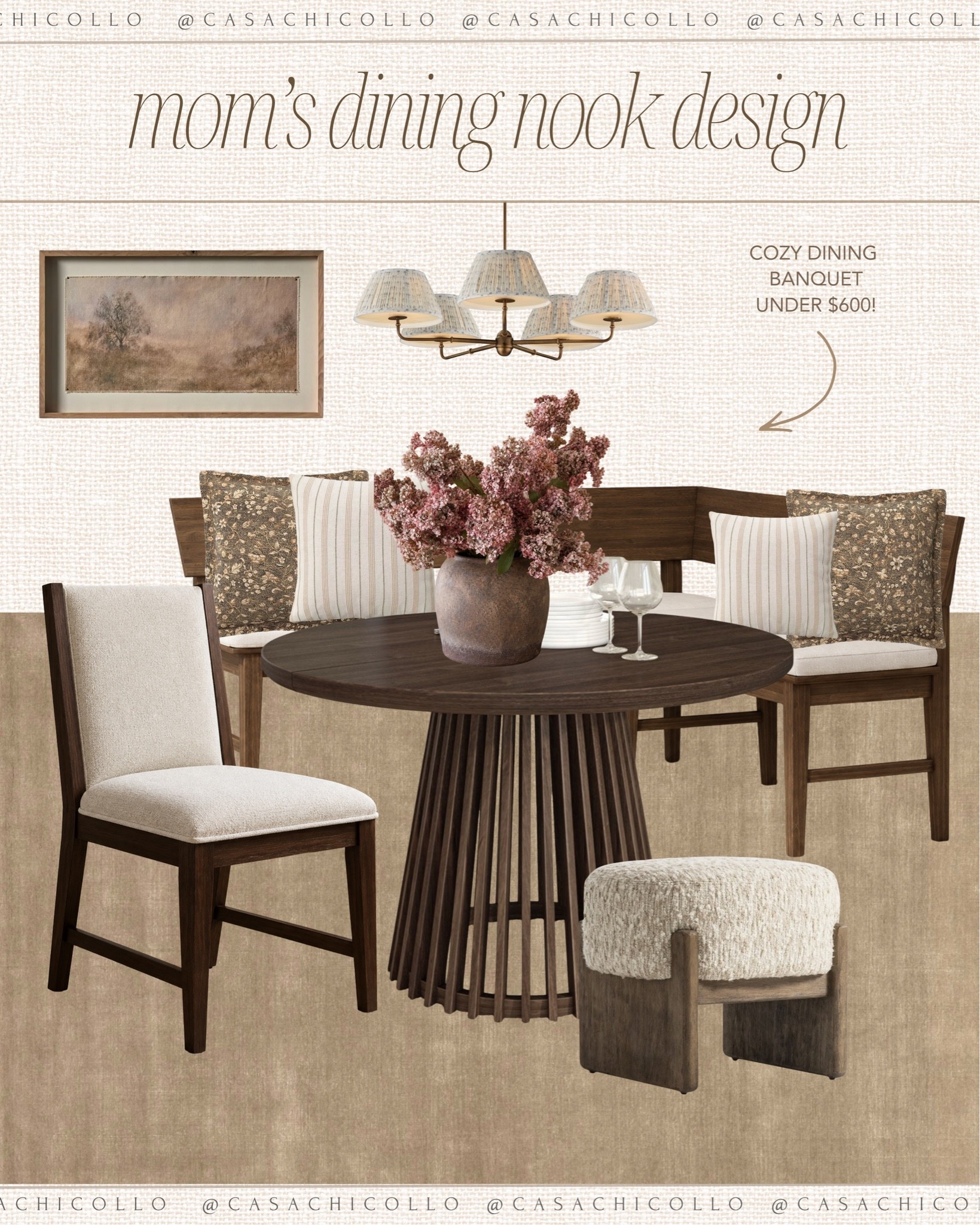 Mom’s dining nook design is coming together 🤎 I wanted this space to feel warm, collected, and cozy while still being practical for everyday life—and I cannot get over this little dining banquette moment. The best part? The banquette is under $600!

I’m mixing warm woods, vintage-inspired florals, creamy textures, and a little moodiness to make the whole space feel like it’s always been here. 🍂

#LTKHome #LTKSeasonal