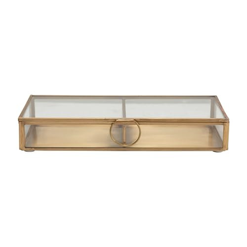 Creative Co-Op Brass and Glass Display Box with Two Compartments, Clear | Amazon (US)