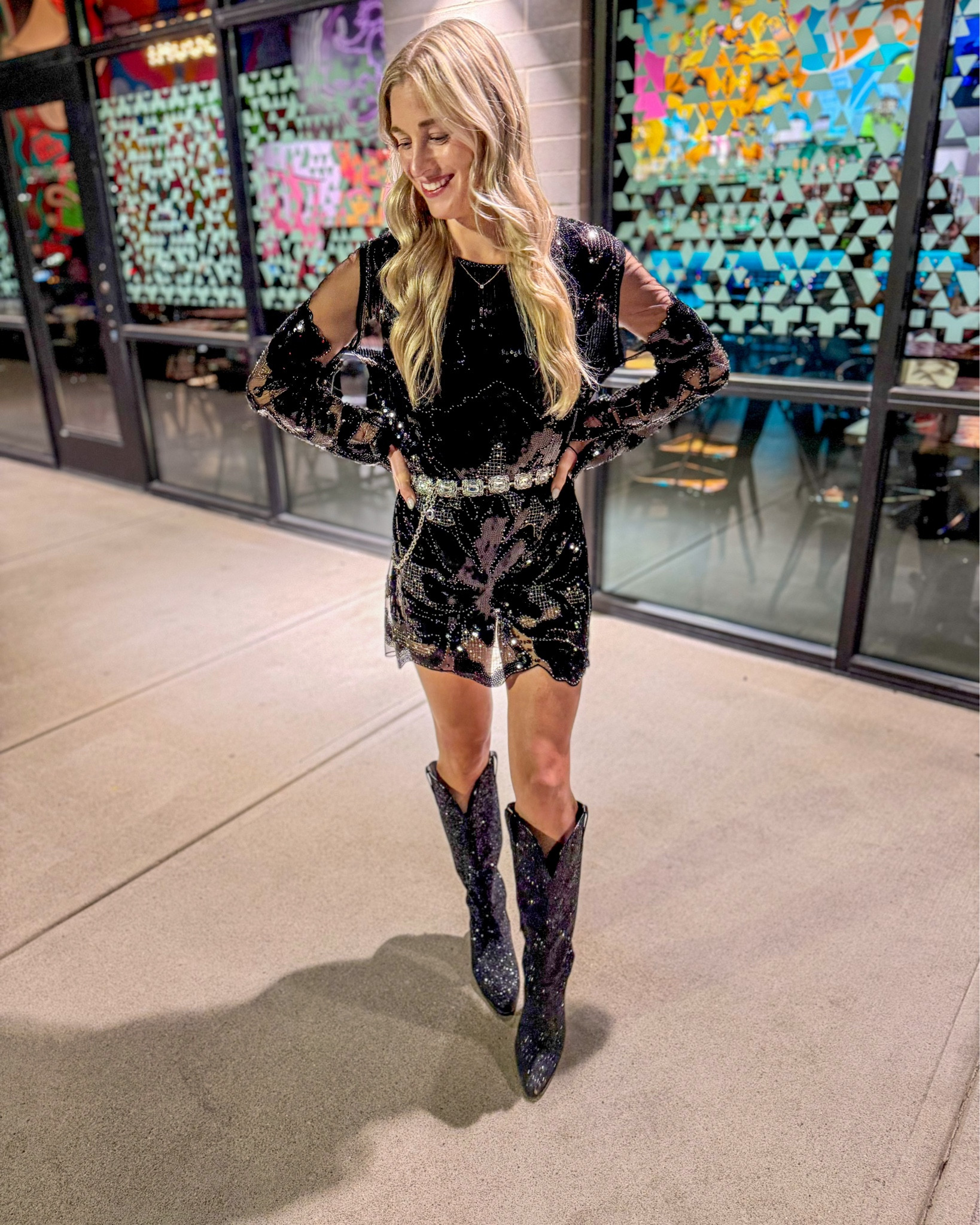 This best seller is 30% off today!!! Perfect for Nashville or a Country concert! Small tts! 🖤🖤🖤🖤🖤🖤🖤🖤🖤🖤🖤

country concert outfit. sparkly outfit. sequin top. western boots. cowboy boots. Nashville outfit.. Black Friday sale. country style. girls night outfit. winter outfit. night out outfit. concert style. trendy outfit. affordable fashion. fall outfits. Sparkly dress. Sequin dress. Country concert outfit ideas. Black sparkly dress. Black sequin dress. Cowgirl boots. Sparkly boots. Sparkly cowgirl boots. 

#LTKCyberWeek #LTKFindsUnder100