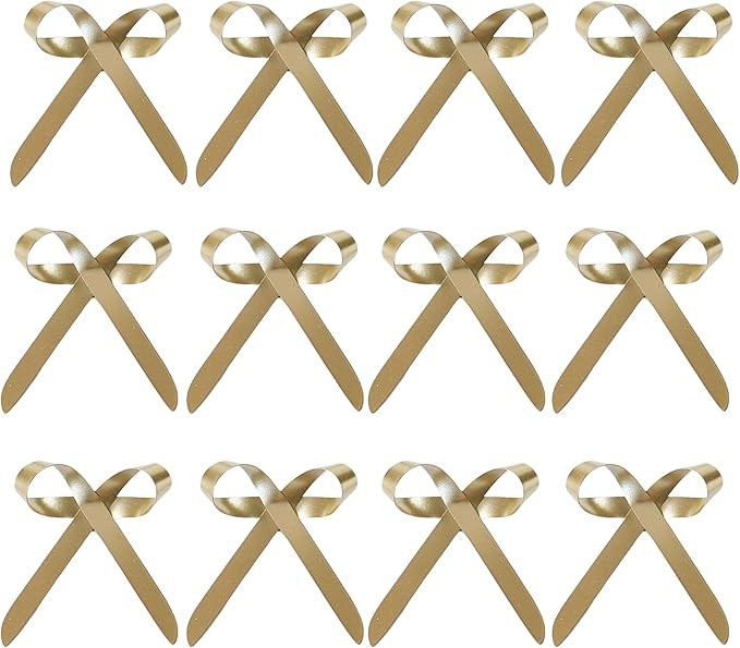 Metal Bows for Christmas Tree, 12Pcs Gold Bow Ornaments with Clip for Xmas Tree Topper, Wreaths, ... | Amazon (US)