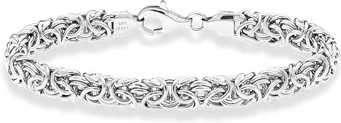 Miabella Italian 925 Sterling Silver Byzantine Bracelet for Women, Handmade in Italy | Amazon (US)