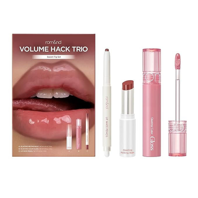 rom&nd Volume Hack Trio Sweet Fig Set | Korean Lip Combo for Plump, Hydrated & Glossy Lips | 3-in... | Amazon (US)