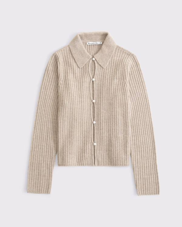 Pearl Button Collared Cardigan | Abercrombie & Fitch (US)