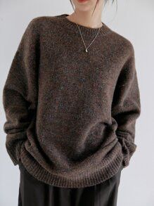 Dazy-Less Marled Knit Drop Shoulder Jumper | SHEIN