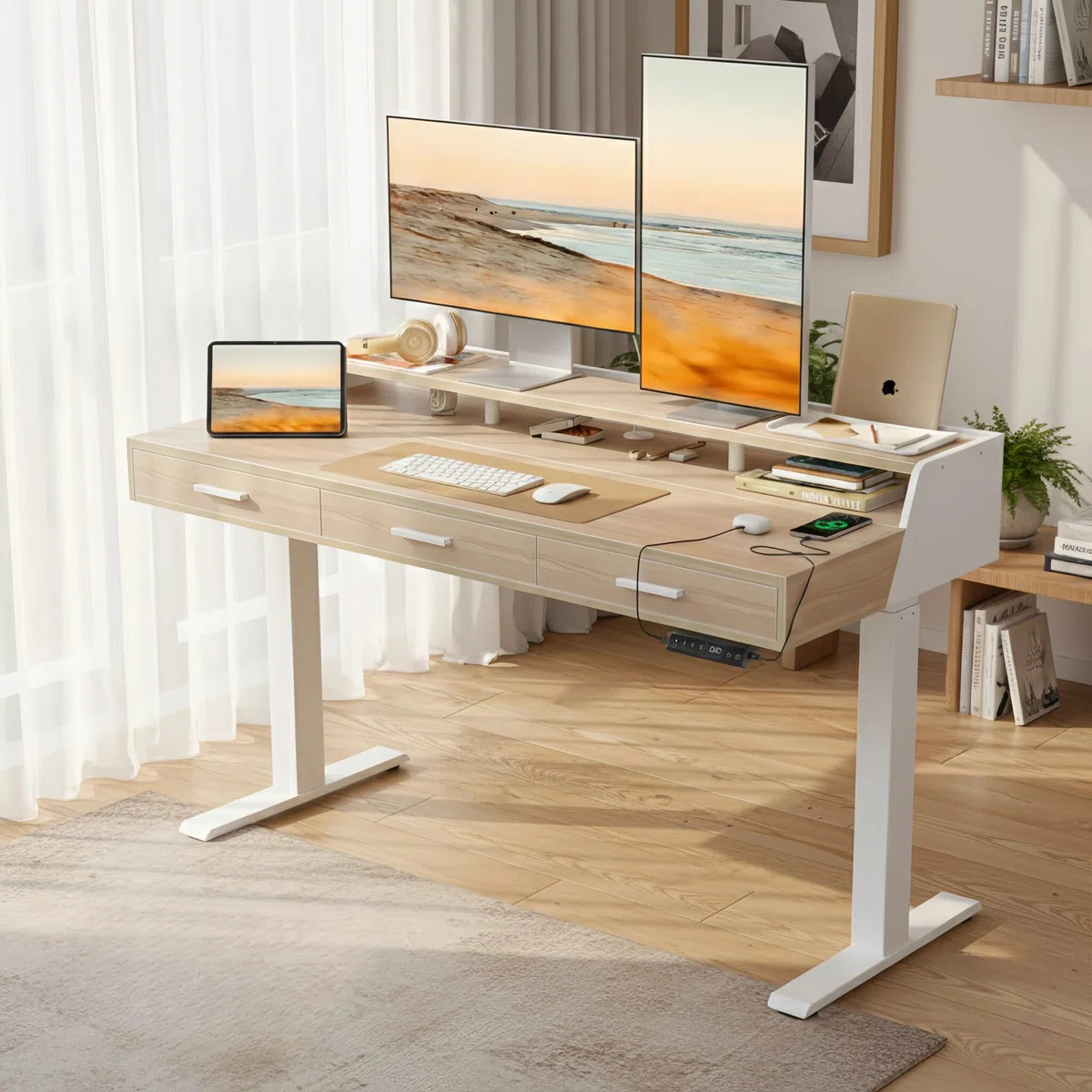 48" Electric Standing Desk with Drawers | Wayfair North America