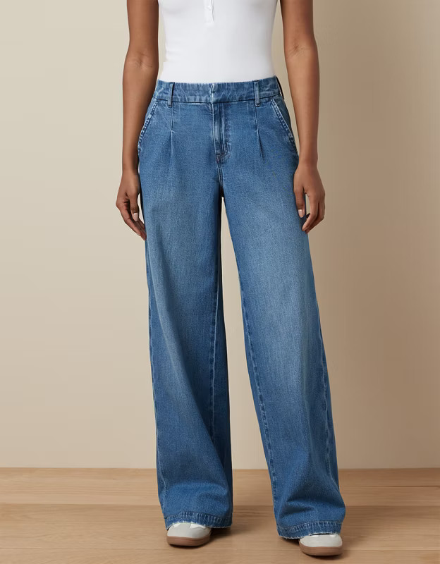 AE Stretch Super High-Waisted Baggy Wide-Leg Trouser Jean | American Eagle Outfitters (US & CA)