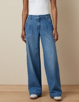 AE Stretch Super High-Waisted Wide-Leg Trouser Jean | American Eagle Outfitters (US & CA)