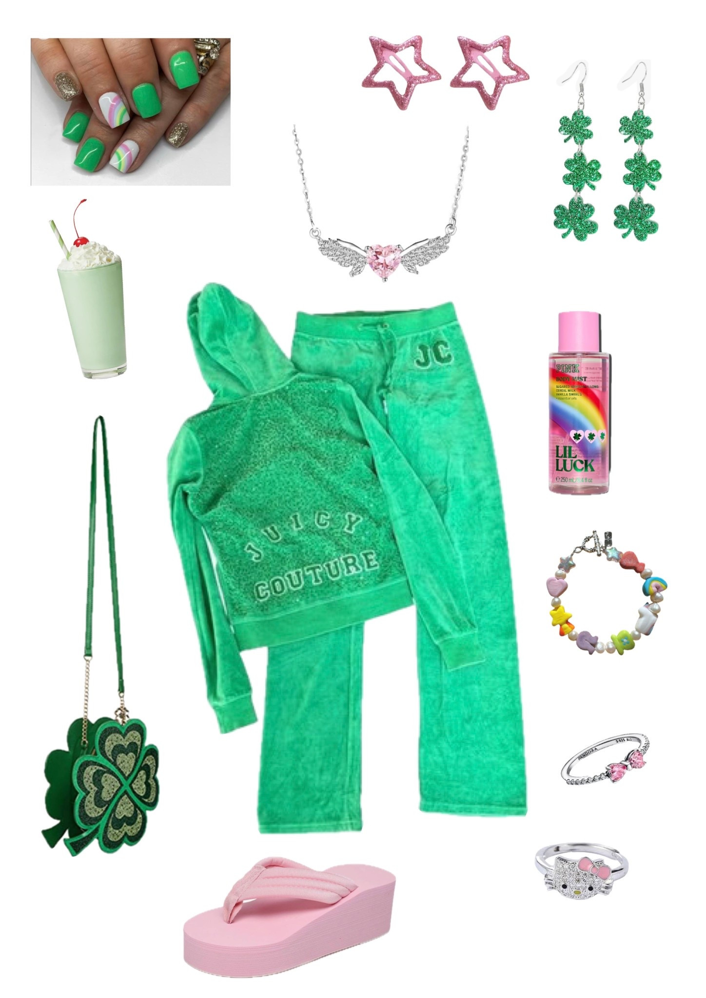 2000s St.Patricks day outfit idea ☘️ green juicy tracksuit 