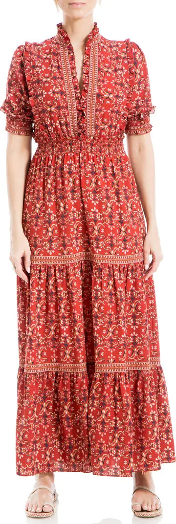 Ruffle Collar Print Tiered Maxi Dress | Nordstrom Rack