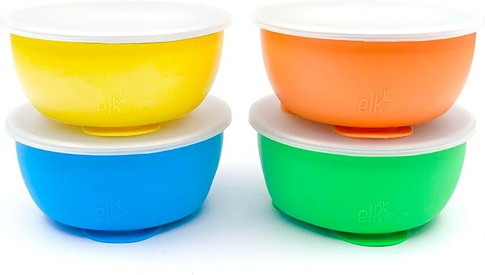 Elk and Friends Stainless Steel Bowls with Silicone Sleeve for Babies & Toddlers | Lids Included ... | Amazon (US)