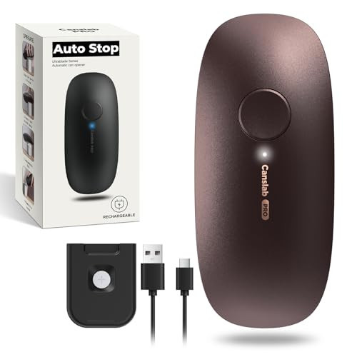Canslab Ultrablade PRO Auto Stop USB Rechargeable Can Opener for Kitchen for Seniors with Arthritis, Long Battery Life, Handfree One Touch, Side Cut for Smooth Edge, Wall Mounted Small Size, Brown | Amazon (US)