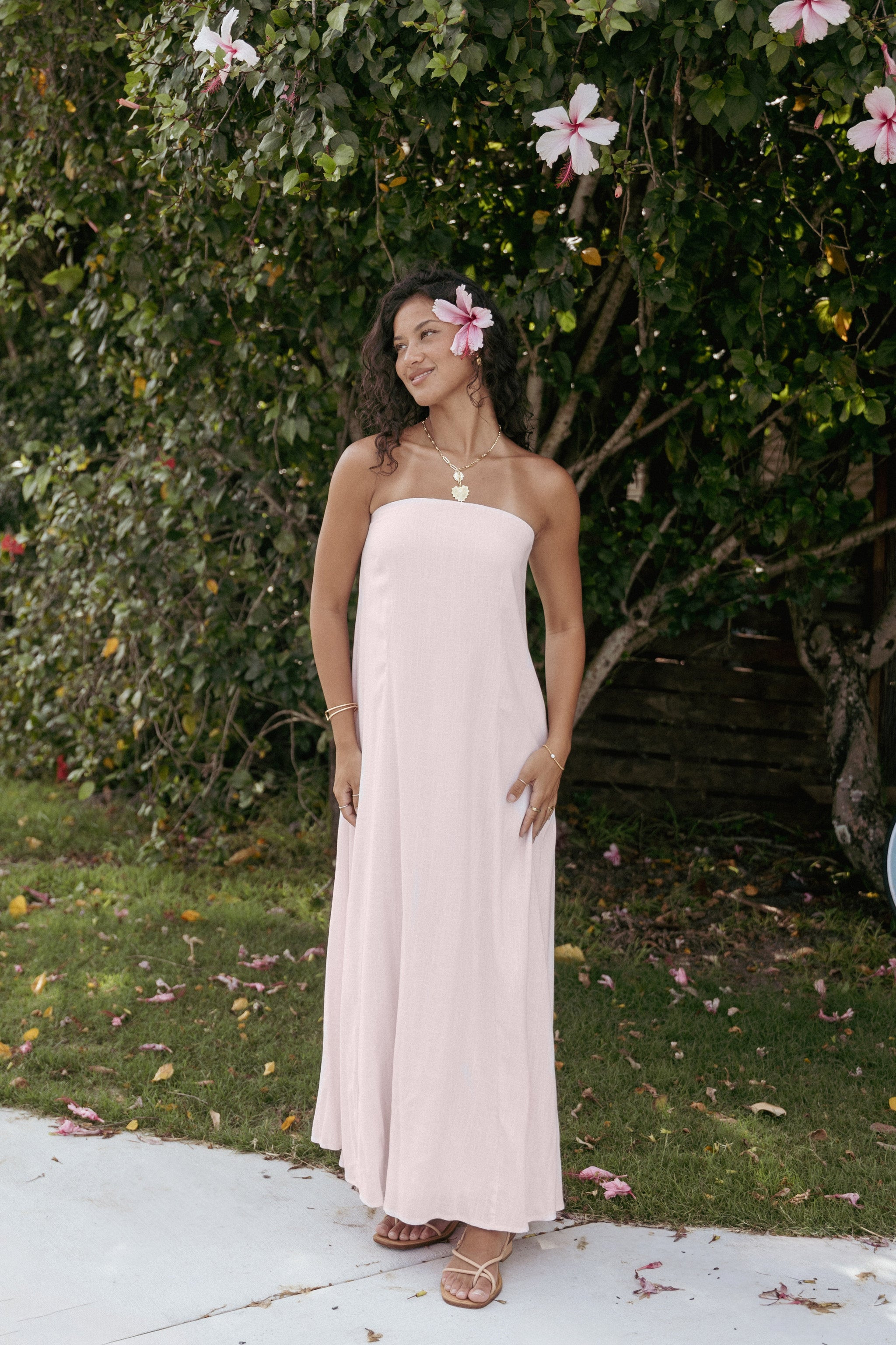 Bethany Strapless Midi Dress - Rosewater | Petal & Pup (US)