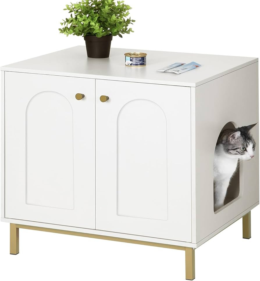 Cat Litter Box Enclosure, Hidden Litter Box Furniture, Wooden Pet House Side End Table, Storage C... | Amazon (US)