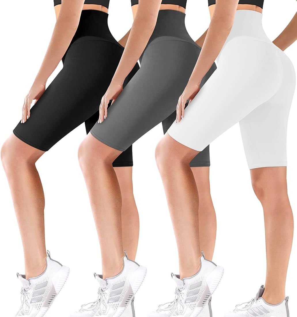 COOLOVER 3 Pack Biker Shorts for Women-8" Buttery Soft High Waisted Tummy Control Biker Shorts fo... | Amazon (US)