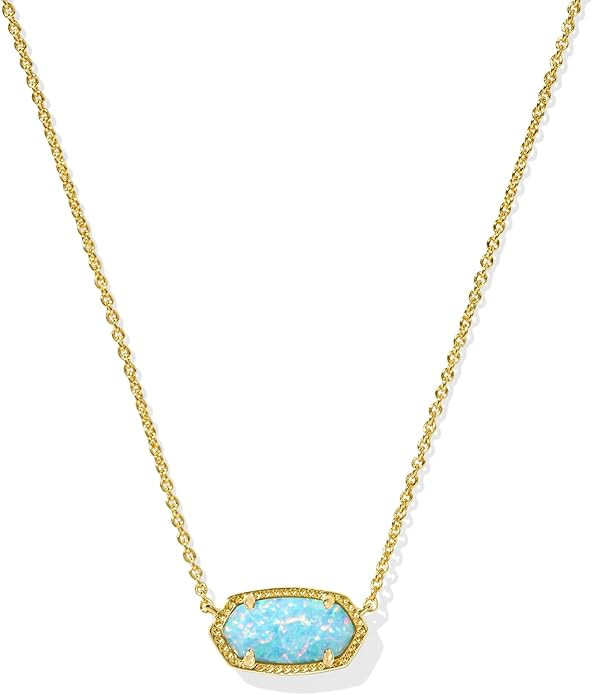 Kendra Scott Elisa Pendant Necklace for Women, Fashion Jewelry, Gold-Plated Brass, Light Teal Kyo... | Amazon (US)