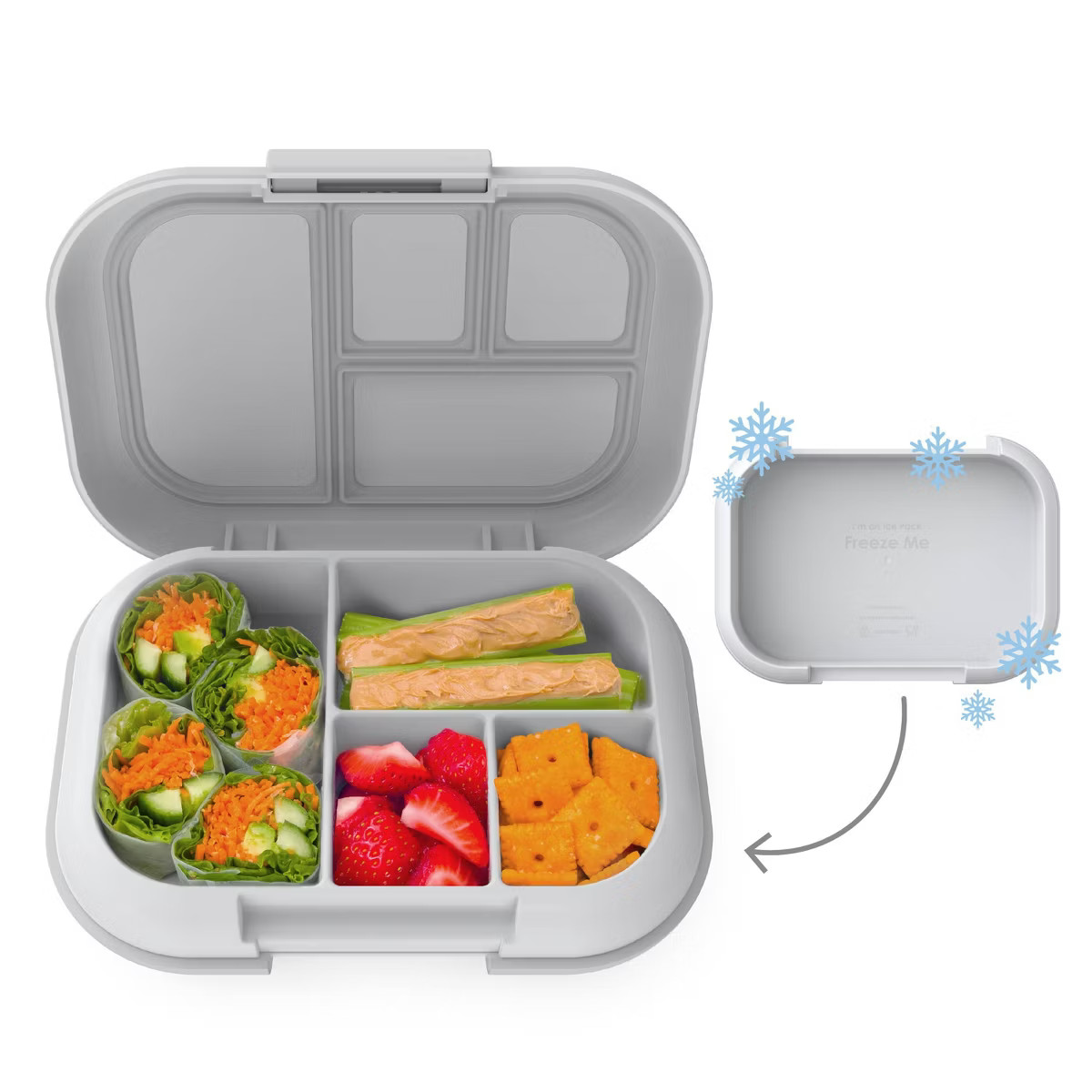 Bentgo Kids' Chill Lunch Box, Bento-Style Solution, 4 Compartments & Removable Ice Pack - Gray | Target