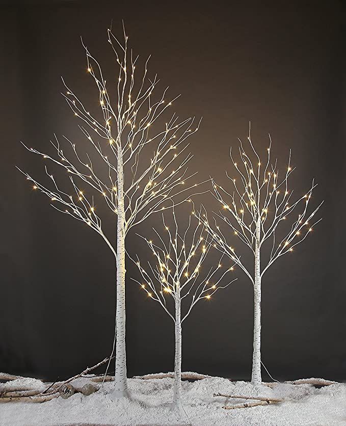 LIGHTSHARE 4 feet 6 feet and 8 Feet Birch Tree,Warm White, for Home,Pack of 3, Festival, Party, a... | Amazon (US)