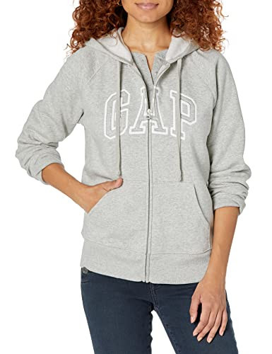 GAP womens Logo Hoodie Zip Sweatshirt, Light Heather Grey B08, XX-Small US | Amazon (US)