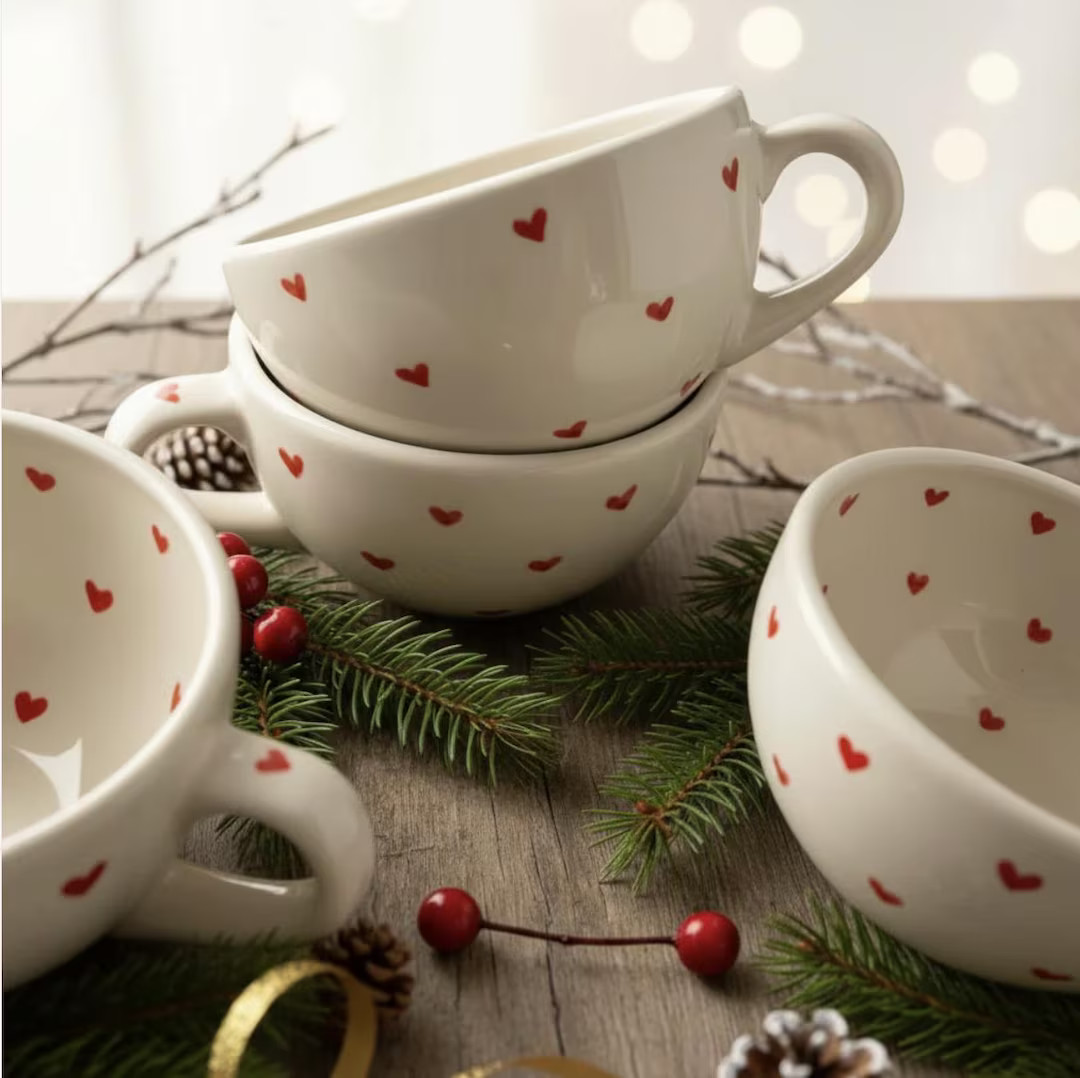 Handmade Ceramic Heart Mug Cute Coffee Mug 10 oz Latte Cup Mexican Pottery Cozy Gift for Coffee &... | Etsy (US)