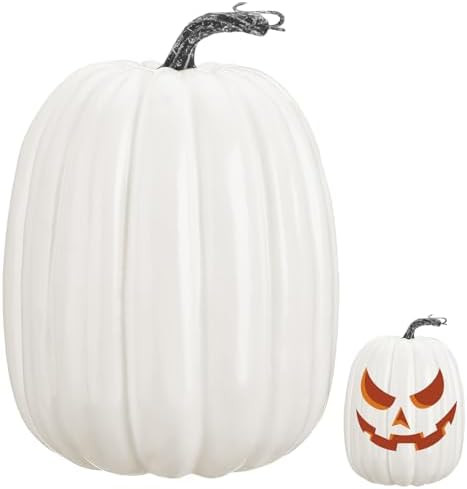 Dandat 1 Pcs 8.7 Inch Fall Large White Foam Pumpkins Halloween Jumbo Foam Pumpkin Decorations Gia... | Amazon (US)