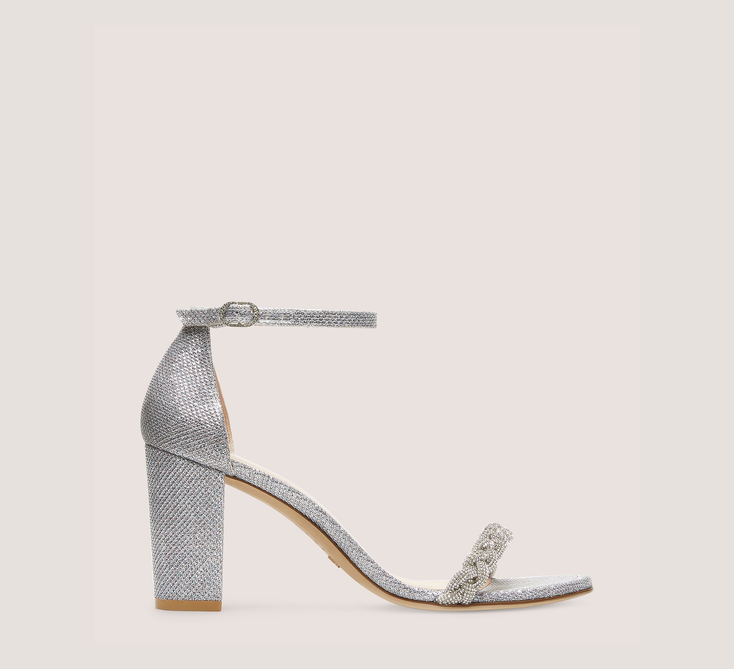 Stuart Weitzman Nearlynude Highshine Sandal Pumps & Heels, Silver New Noir, Size: 4.5 Medium | Stuart Weitzman (US)