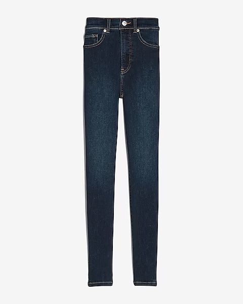 High Waisted Dark Wash Supersoft Skinny Jeans | Express