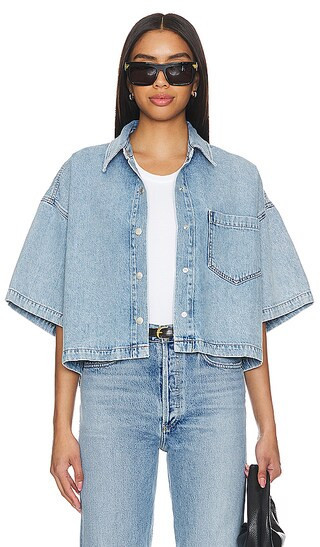 AGOLDE Rona Box Shirt in Denim-Light. - size XL | Revolve Clothing (Global)