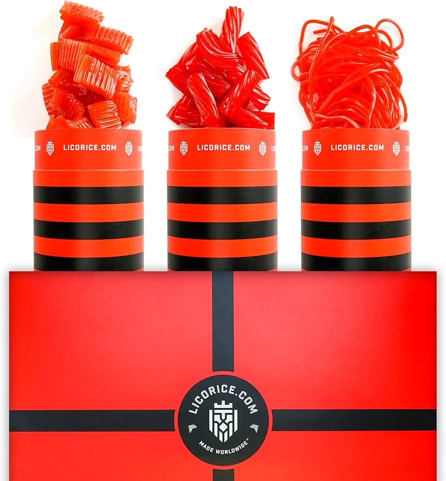 Licorice.com Gourmet Assorted Red Licorice Gift Set – Australian Red, Strawberry Spirali, Straw... | Amazon (US)