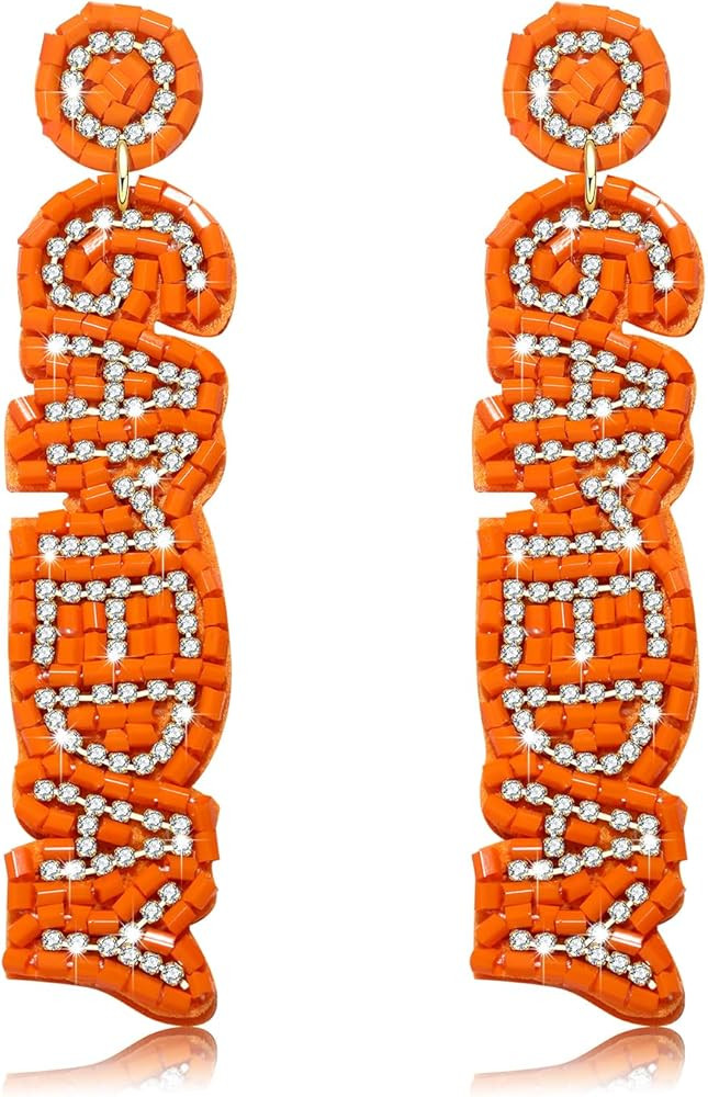 Beaded Letter GAME DAY Drop Dangle Earrings for Women Sports Statement Earrings - Game Day Jewelr... | Amazon (US)