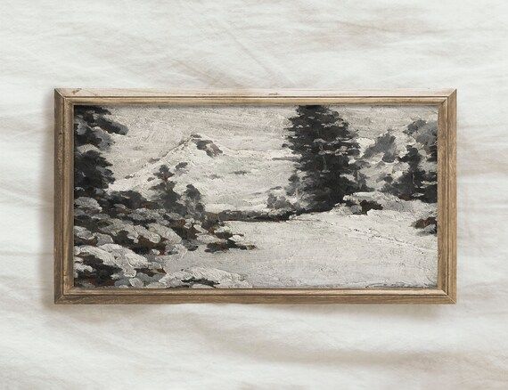 Snowy Panoramic Landscape PRINTABLE / Vintage Narrow Holiday Print / Digital Wall Art | P131 | Etsy (US)