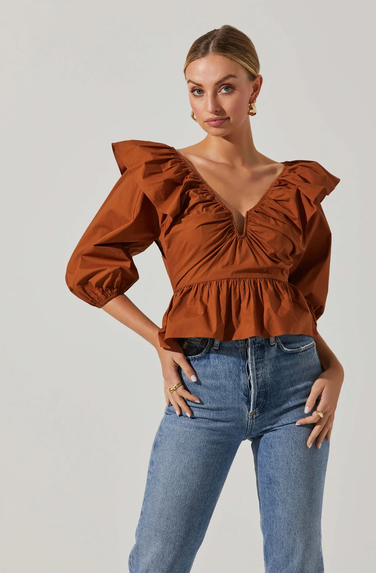 Gemma Ruffle Peplum Top | ASTR The Label (US)