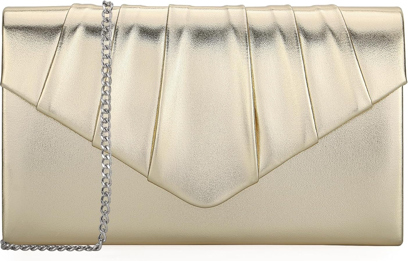 Women Evening Bag Metallic PU Clutch Handbag Pleated Flap Envelope Handbag for Formal Prom Cockta... | Amazon (US)