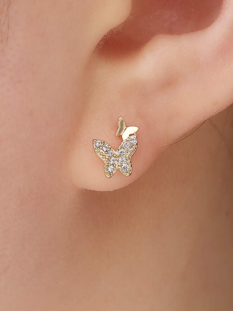 Zircon Butterfly Stud Earrings | SHEIN