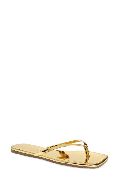 TKEES Lily Mirror Square Toe Flip Flop in Gold at Nordstrom, Size 10 | Nordstrom