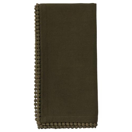 Blue Pheasant Margot Rustic Dark Olive Cotton Cocktail Napkin - Set of 4 | Kathy Kuo Home