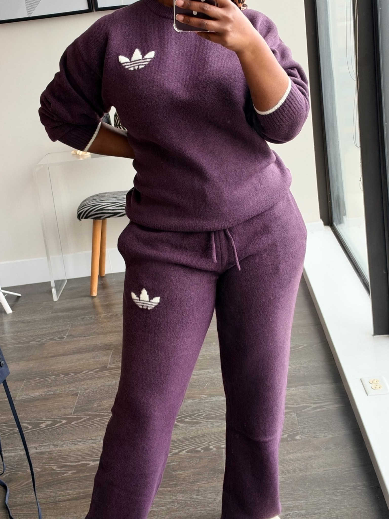 This @adidas purple knit fit feels solid when you keep the colors close together. A simple way to feel balanced is to stick to one shade for the top and one for the bottom. It’s so comfortable that you can run your errands in it or travel.  Also warm enough for the fall transition as well as once the temperature drops even more for winter. 

I’m wearing a size XS top and bottom.

#ltkstyle #outfitinspo

#LTKootd #LTKSeasonal
