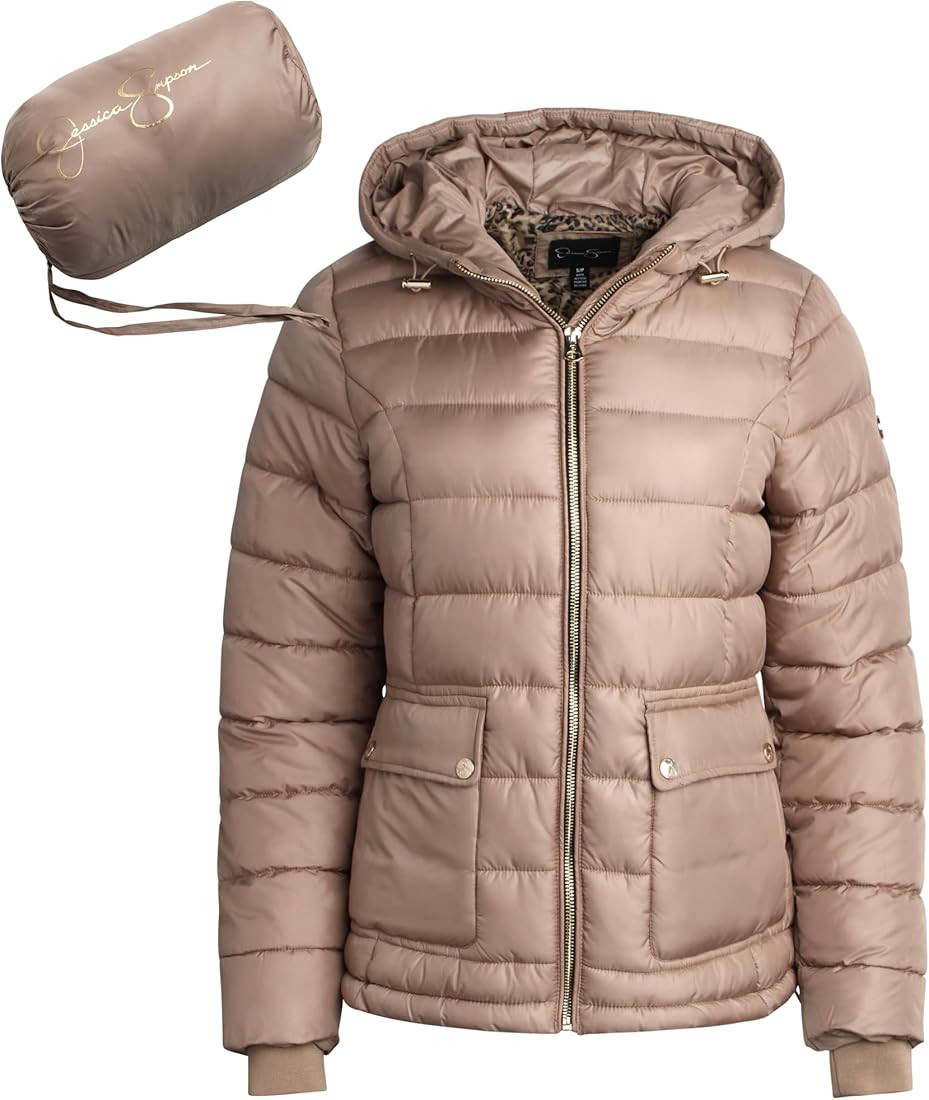 Jessica Simpson Women's Puffer Jacket - Full Zip Up Insulated Quilted Jackets for Women - Cozy Wo... | Amazon (US)