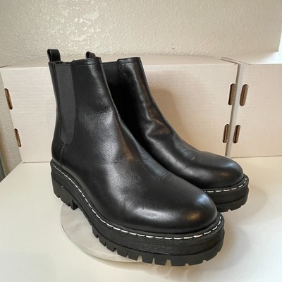 Marc Fisher LTD Padmia Chelsea Boots 8M Stretch Panel Slip-on Chunky Black Lug | eBay US